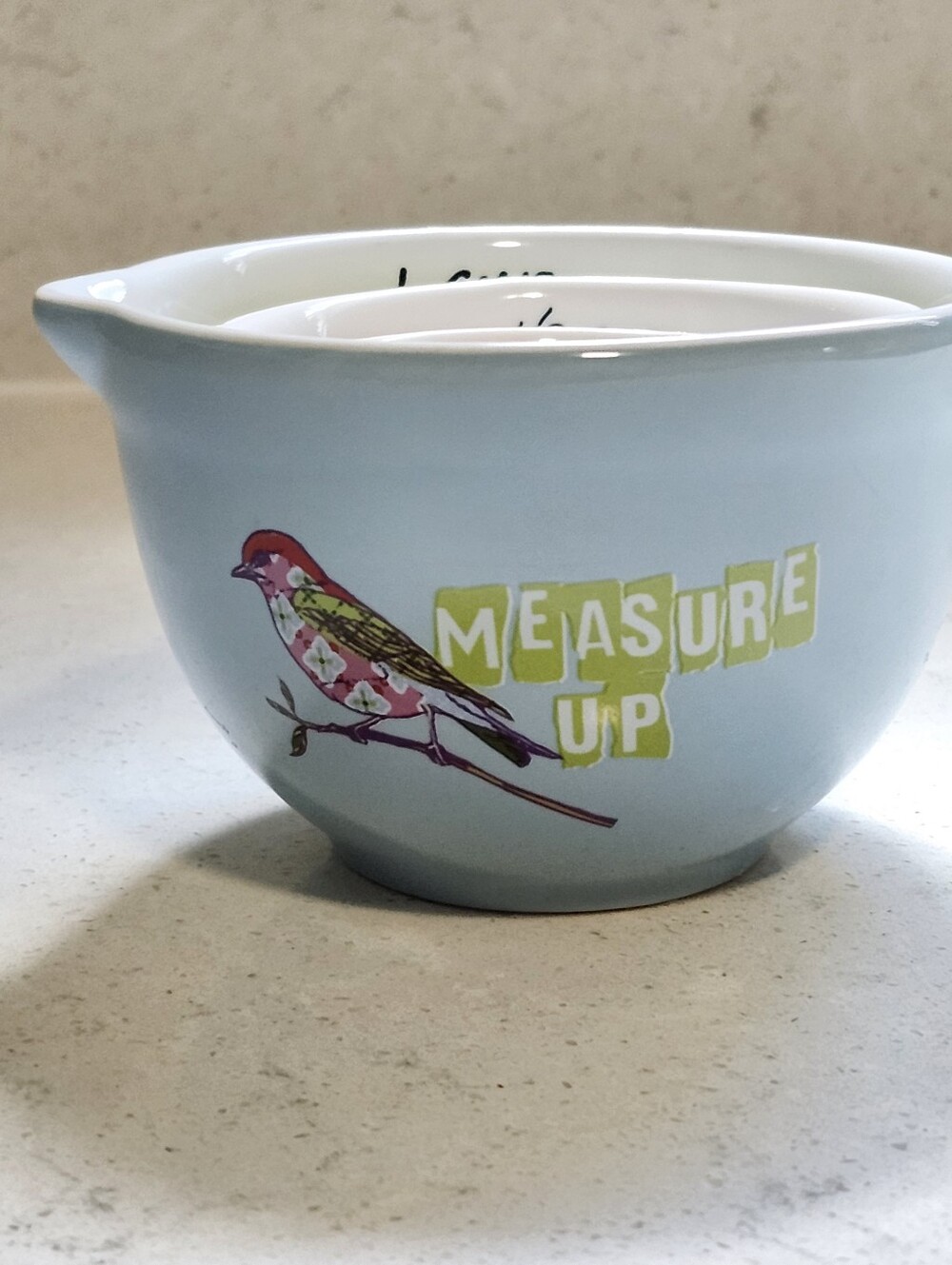 Anthropologie Measure Up Nesting Measuring Cups Ceramic Bird
